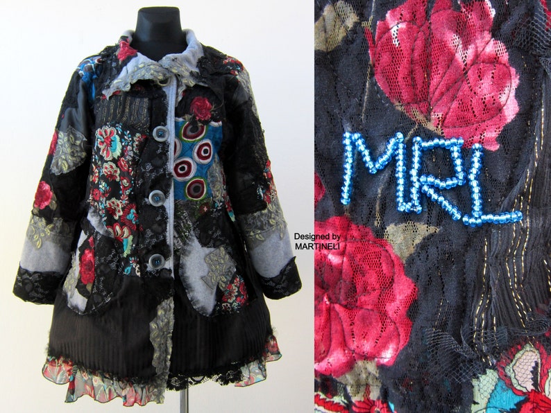 Plus Größe schäbige schicke gesteppte Jacke Upcycled Kleidung | Etsy