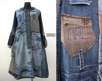 plus size long denim duster