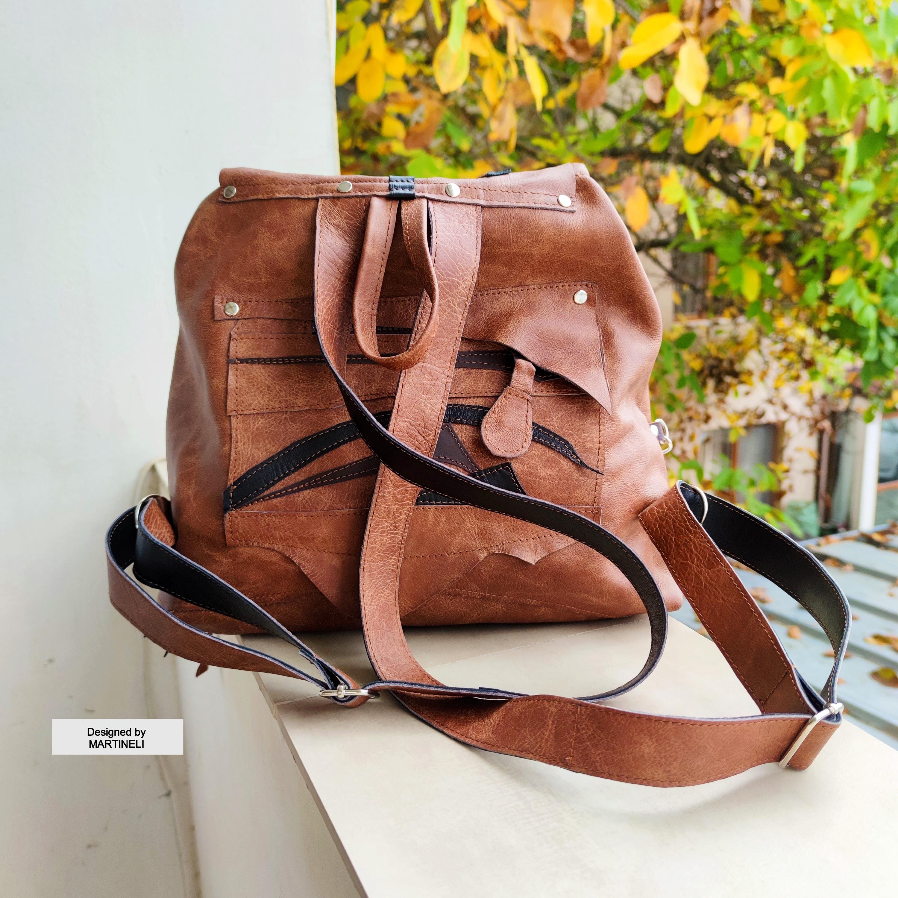 Brown Leather Backpack: Unisex Grunge Italian Travel 