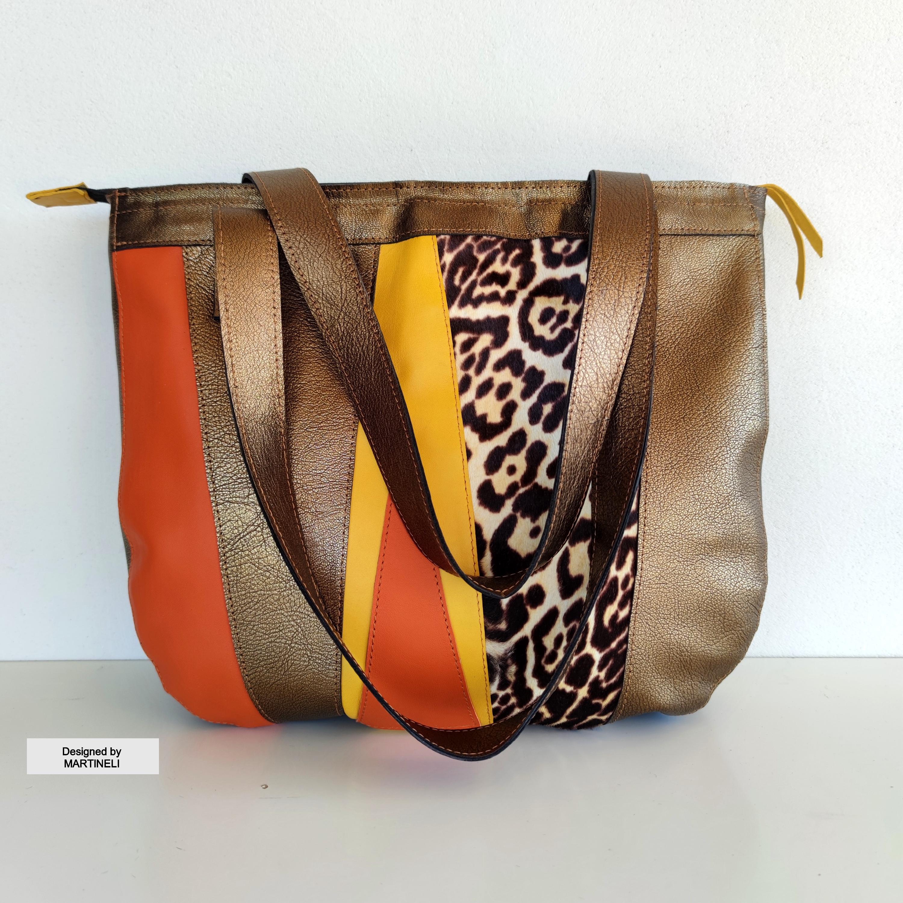 Large Leather Shoulder Bag High-End Italian Leather Purse Leopard Print Leather Tote Soft Leather Everyday Tote Colorful Weekend Purse Artsy