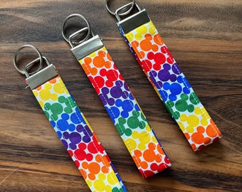 Rainbow Mickey Pride Key Fob Wristlet