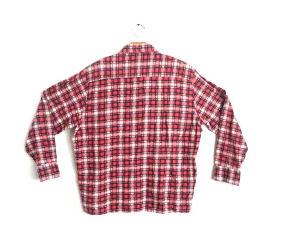 Vintage 80s Flannel Camping Shirt Red Plaid Medium - image 2