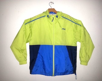 Vintage 90s Fila Colorblock Windbreaker Hoodie Jacket Large