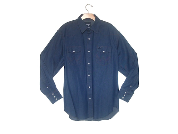 Men's Vintage Denim Western Shirt Wrangler Large