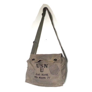Camvas USN Gas Mask Bag Mark IV | WWII Military Surplus | Vintage Satchel