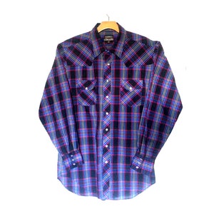 Vintage Western Shirt • Plaid • Plainsman • Men&#39;s Extra Large Tall