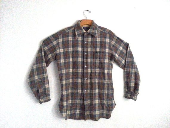 Vintage Pendleton Shirt Wool Gray 