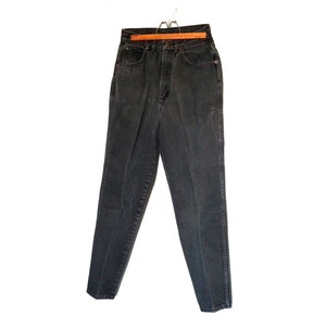 Vintage 80s Chic Jeans | Black Denim | High Waisted | Tapered | Women&#39;s High Rise