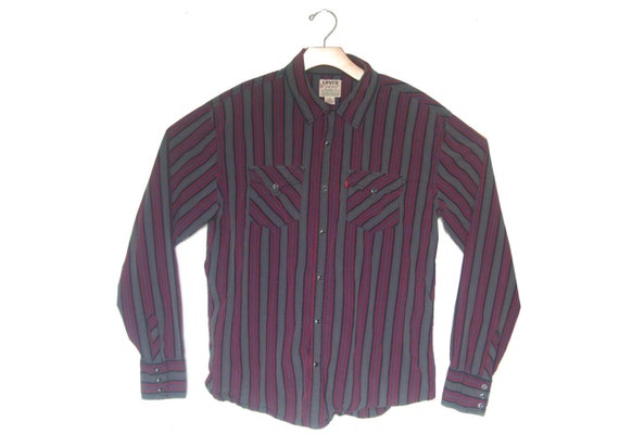 Vintage Levis Western Striped Shirt Men's Large - image 1