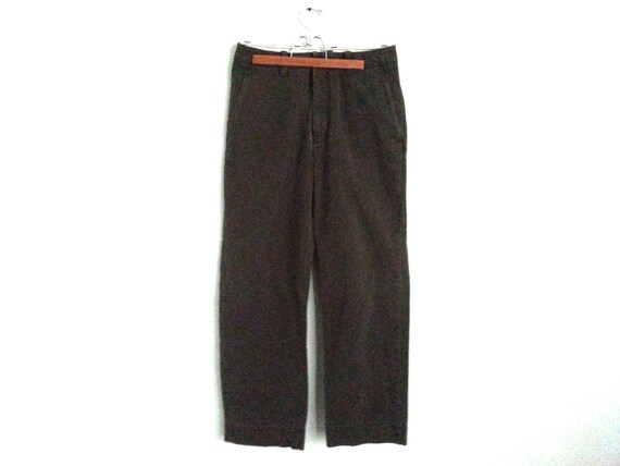 Vintage 90s Jcrew Cotton Pants Olive Green Straight Leg Men's 31 X