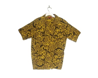 Vintage 70s Hawaiian Surfer Shirt Tiki Men's Medium