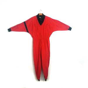 Vintage 80s Jumpsuit Women&#39;s Ski Suit Red Medium