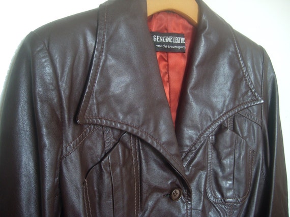 Women's Vintage 70s Leather Jacket | Brown | Urug… - image 2