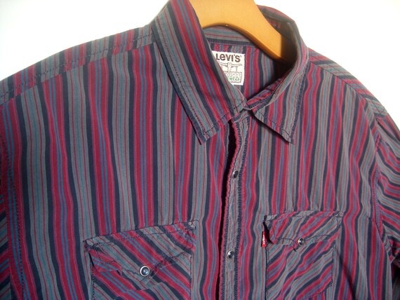 Vintage Levis Western Striped Shirt Men's Large - image 3