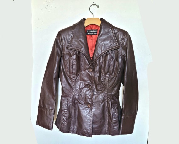 Women's Vintage 70s Leather Jacket | Brown | Urug… - image 1