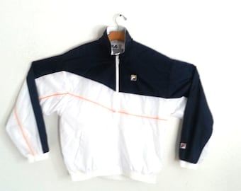 Vintage 80s 90s Fila Windbreaker Track Suit Navy Blue Small