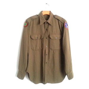 Vintage Wool Military Shirt US Army 24th Taro Leaf Infantry Division Small
