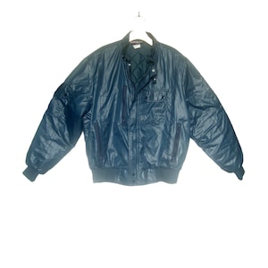 Men&#39;s Vintage 80s Windbreaker Jacket Navy Blue Sportsmaster Large