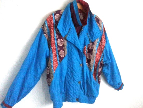 Vintage 90s Windbreaker Jacket Batik Colorblock Q… - image 3