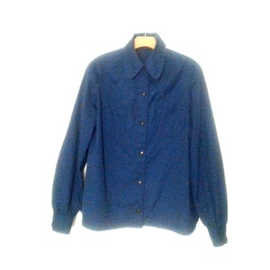 Vintage Work Shirt Women&#39;s Handmade Blue Medium