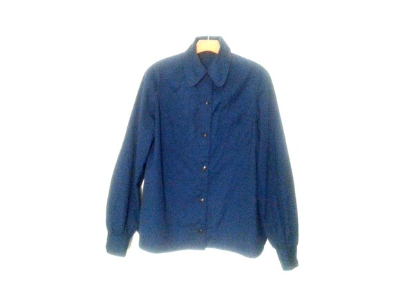 Vintage Work Shirt Women's Handmade Blue Medium