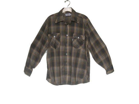 Men's Vintage Levi's 80s Shadow Plaid Work Shirt … - image 1