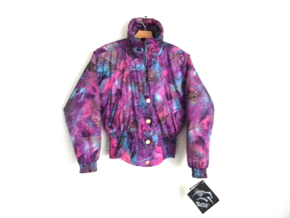 ジャケット・アウター 90s- used hooded jacket flamingo pattern Vintage 80's 90's ADOLFO SPORT Track Jacket XL Studs Purple