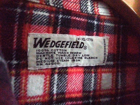 Vintage 80s Flannel Camping Shirt Red Plaid Medium - image 5