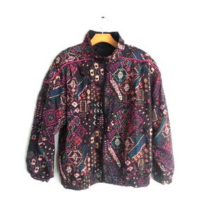 Vintage 90s Windbreaker Jacket Track Suit Neon Aztec Geometric Women&#39;s  Tagged Medium