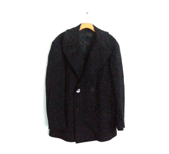 Vintage Navy Peacoat Wool Large