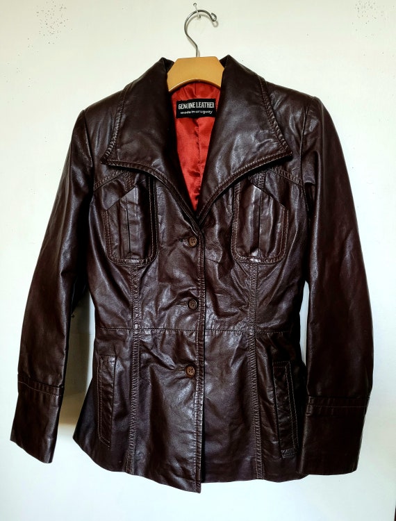 Women's Vintage 70s Leather Jacket | Brown | Urug… - image 3