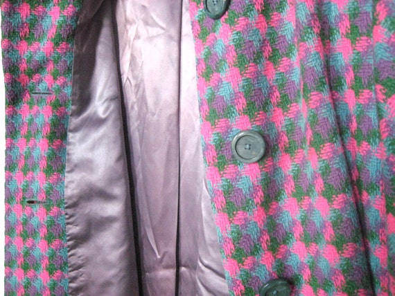 Women's Vintage Coat | Wool Herringbone | Pink Gr… - image 4