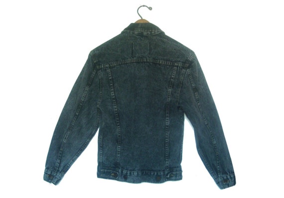 Vintage 80s Denim Jacket Stone Wash Black Sears R… - image 2