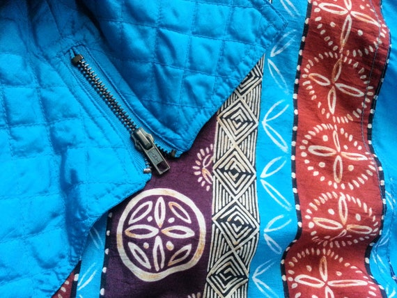 Vintage 90s Windbreaker Jacket Batik Colorblock Q… - image 4