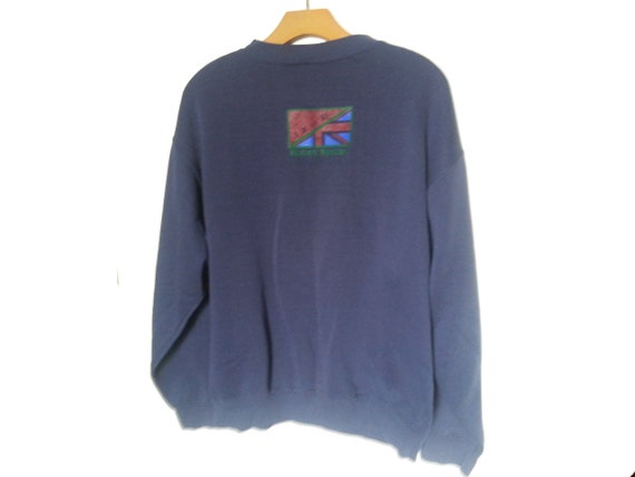 Vintage 90s Sweatshirt Izod Navy Blue Rugby Serie… - image 3