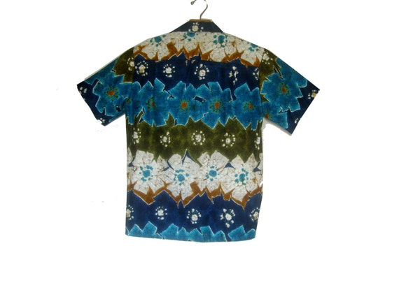 Vintage Hawaiian 70s Shirt Hibiscus Abstract Smal… - image 2