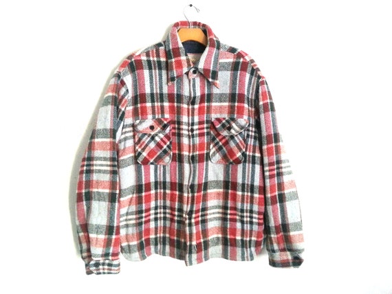 Vintage Plaid Flannel Shirt Jacket Burnt Orange C… - image 1