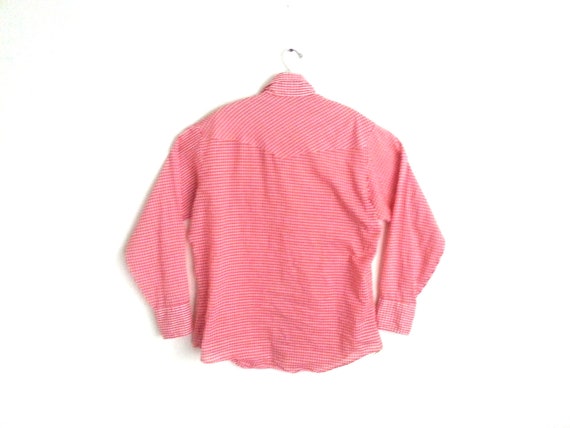 Vintage Western Shirt Gingham Plaid Red Check Lar… - image 3
