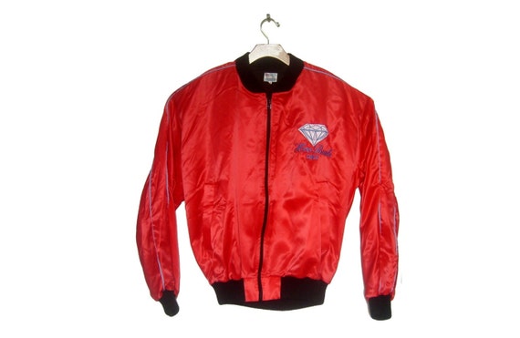 Red satin deals bomber jacket