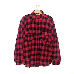 Vintage Woolrich Red Black Plaid Shirt Jacket | Tagged Large