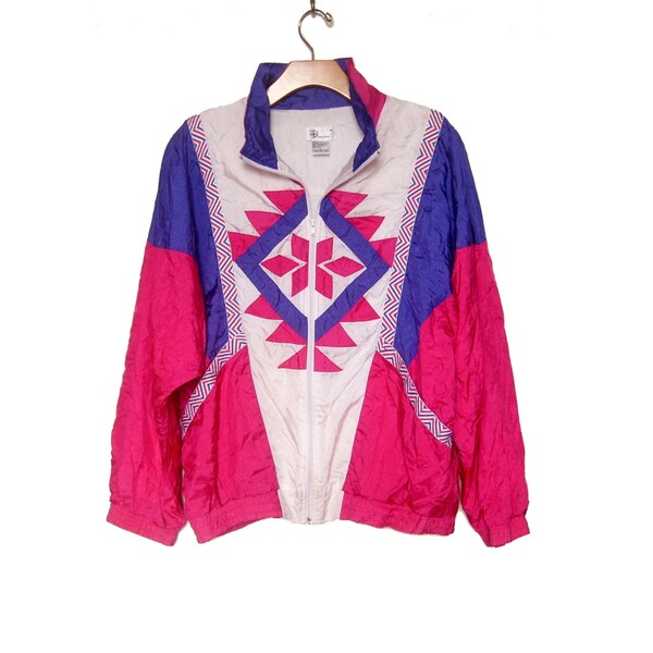 Vintage 80s Windbreaker Aztek Geometric Bocoo Women's Large