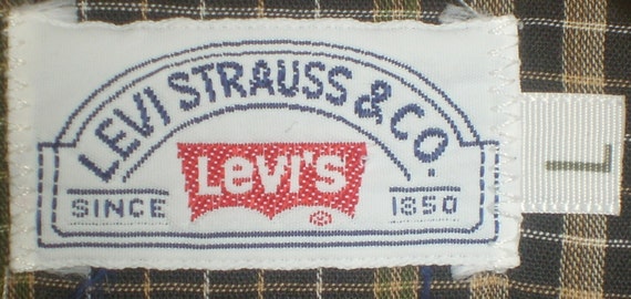 Men's Vintage Levi's 80s Shadow Plaid Work Shirt … - image 5