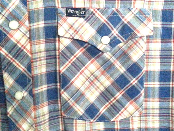 Vintage 80s Wrangler Western Plaid Shirt Large - image 4