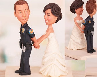 Personalised wedding cake topper - Police officer theme (Free shipping)