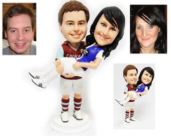 Personalised wedding cake topper - Football fans  (Free shipping)