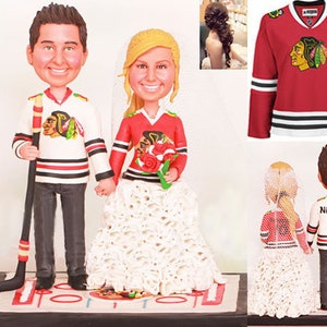 Personalizzato wedding cake topper-Chicago Blackhawks Wedding Cake Toppers (Spedizione gratuita)