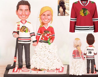 Personalised wedding cake topper -Chicago Blackhawks Wedding Cake Toppers (Free shipping)