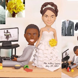 Gamer wedding topper - Personalised wedding cake topper - (Free shipping)
