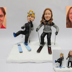 Gepersonaliseerde bruidstaart topper - grappige skiën paar (gratis verzending)