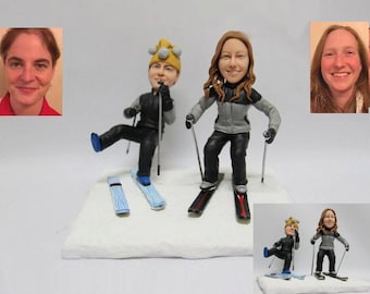 Personalised wedding cake topper - Funny Skiing couple (Free shipping)